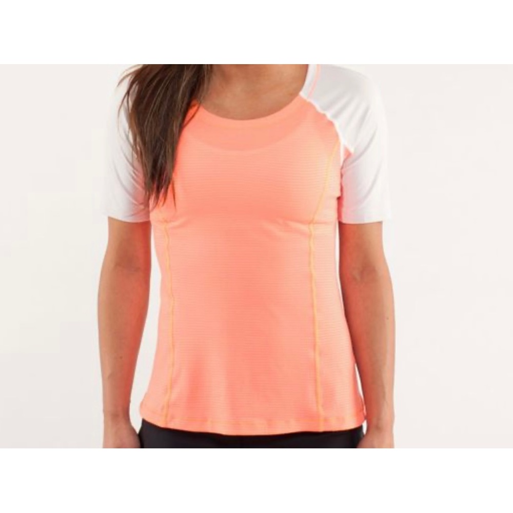 lululemon Turn It Up Tee Pop Orange Dune Beige Reflective Silverescent size 6